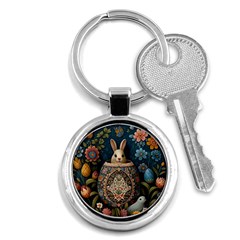 Easter Bunny Rabbit Flowers Easter Happy Easter Key Chain (round)