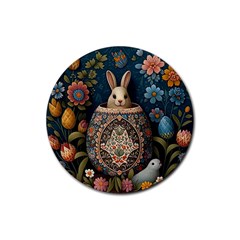 Easter Bunny Rabbit Flowers Easter Happy Easter Rubber Coaster (round)