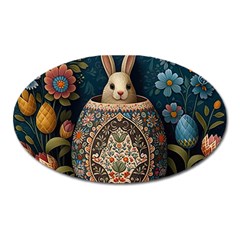 Easter Bunny Rabbit Flowers Easter Happy Easter Oval Magnet