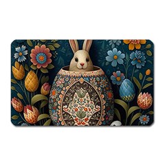 Easter Bunny Rabbit Flowers Easter Happy Easter Magnet (rectangular) by Jancukart