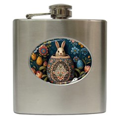 Easter Bunny Rabbit Flowers Easter Happy Easter Hip Flask (6 Oz) by Jancukart