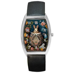 Easter Bunny Rabbit Flowers Easter Happy Easter Barrel Style Metal Watch