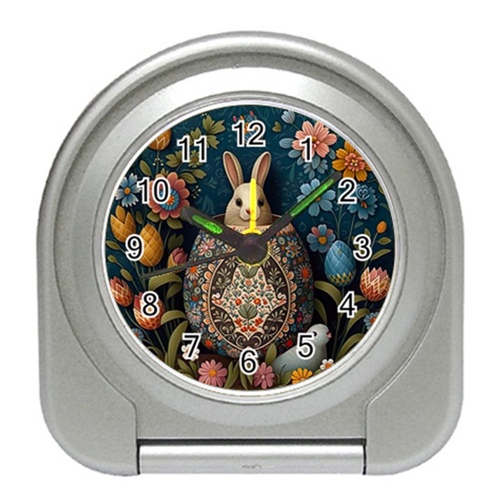 Easter Bunny Rabbit Flowers Easter Happy Easter Travel Alarm Clock