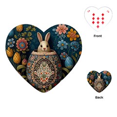 Easter Bunny Rabbit Flowers Easter Happy Easter Playing Cards Single Design (heart)