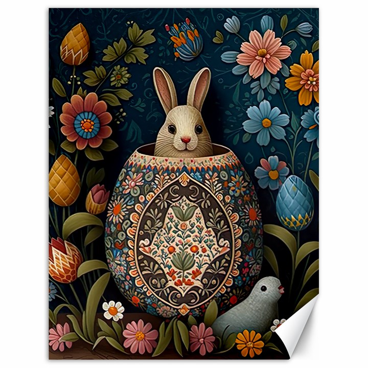 Easter Bunny Rabbit Flowers Easter Happy Easter Canvas 18  x 24 