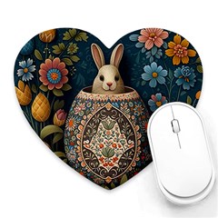 Easter Bunny Rabbit Flowers Easter Happy Easter Heart Mousepad by Jancukart