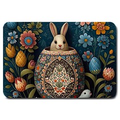 Easter Bunny Rabbit Flowers Easter Happy Easter Large Doormat by Jancukart