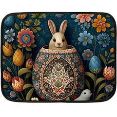 Easter Bunny Rabbit Flowers Easter Happy Easter Fleece Blanket (mini)