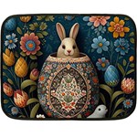 Easter Bunny Rabbit Flowers Easter Happy Easter Fleece Blanket (Mini) 35 x27  Blanket Front