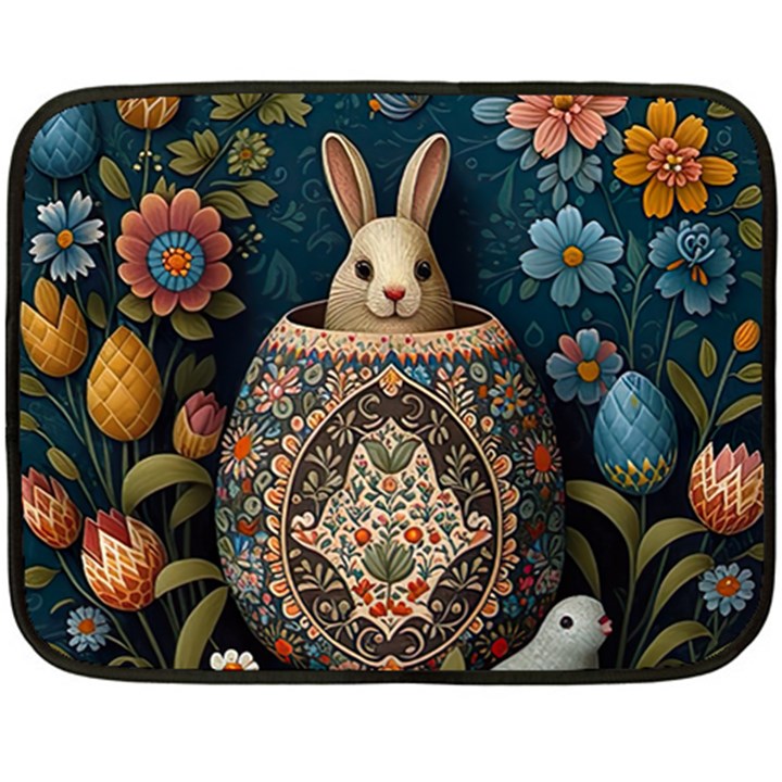 Easter Bunny Rabbit Flowers Easter Happy Easter Fleece Blanket (Mini)