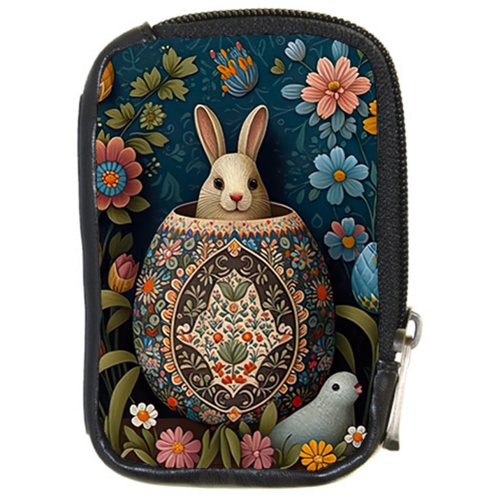 Easter Bunny Rabbit Flowers Easter Happy Easter Compact Camera Leather Case