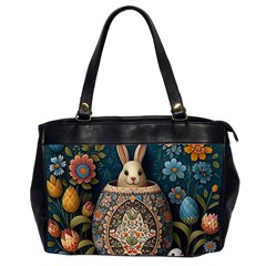 Easter Bunny Rabbit Flowers Easter Happy Easter Oversize Office Handbag (2 Sides) by Jancukart