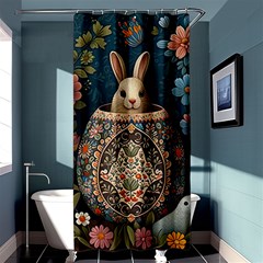 Easter Bunny Rabbit Flowers Easter Happy Easter Shower Curtain 36  X 72  (stall) 