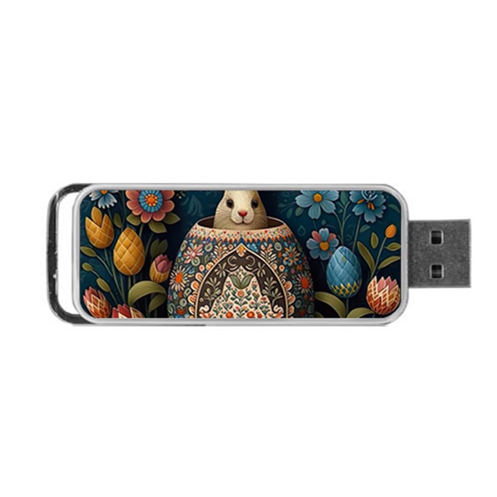 Easter Bunny Rabbit Flowers Easter Happy Easter Portable USB Flash (Two Sides)