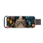 Easter Bunny Rabbit Flowers Easter Happy Easter Portable USB Flash (Two Sides) Back