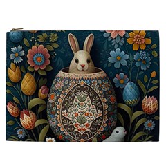 Easter Bunny Rabbit Flowers Easter Happy Easter Cosmetic Bag (xxl)