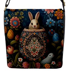 Easter Bunny Rabbit Flowers Easter Happy Easter Flap Closure Messenger Bag (s)