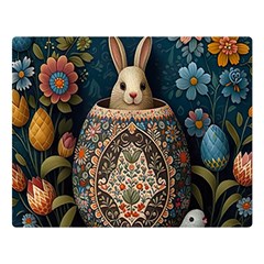 Easter Bunny Rabbit Flowers Easter Happy Easter Premium Plush Fleece Blanket (large)