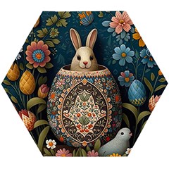 Easter Bunny Rabbit Flowers Easter Happy Easter Wooden Puzzle Hexagon