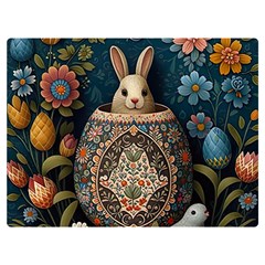 Easter Bunny Rabbit Flowers Easter Happy Easter One Side Premium Plush Fleece Blanket (extra Small) by Jancukart