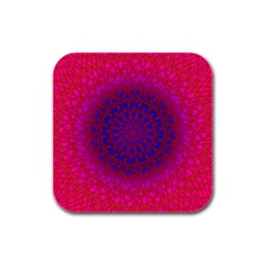 Geometric Pattern Line Art Kaleidoscope Symmetry Rubber Square Coaster (4 Pack) by Jancukart