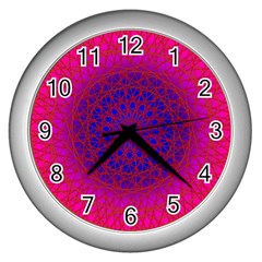 Geometric Pattern Line Art Kaleidoscope Symmetry Wall Clock (silver)