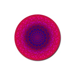 Geometric Pattern Line Art Kaleidoscope Symmetry Rubber Round Coaster (4 Pack)