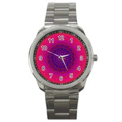 Geometric Pattern Line Art Kaleidoscope Symmetry Sport Metal Watch