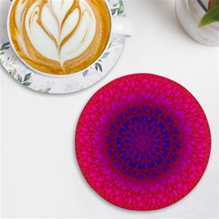 Geometric Pattern Line Art Kaleidoscope Symmetry Uv Print Round Tile Coaster by Jancukart