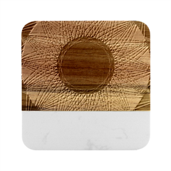 Geometric Pattern Line Art Kaleidoscope Symmetry Marble Wood Coaster (square) by Jancukart