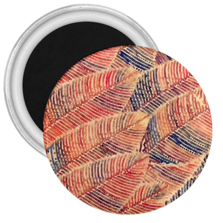 Leaves Pattern Abstract Circles Dots Ornament 3  Magnets