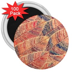 Leaves Pattern Abstract Circles Dots Ornament 3  Magnets (100 Pack)