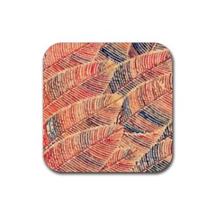 Leaves Pattern Abstract Circles Dots Ornament Rubber Coaster (square)