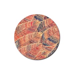 Leaves Pattern Abstract Circles Dots Ornament Rubber Coaster (round)