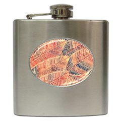 Leaves Pattern Abstract Circles Dots Ornament Hip Flask (6 Oz)