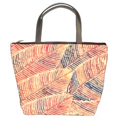 Leaves Pattern Abstract Circles Dots Ornament Bucket Bag