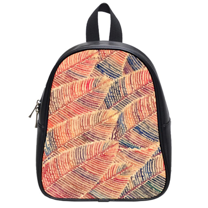 Leaves Pattern Abstract Circles Dots Ornament School Bag (Small)