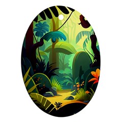 Jungle Rainforest Tropical Forest Jungle Scene Ornament (oval)