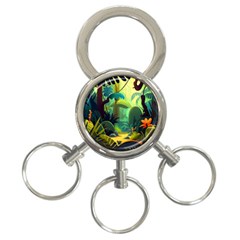 Jungle Rainforest Tropical Forest Jungle Scene 3-ring Key Chain