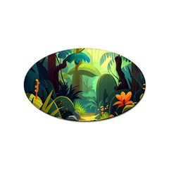 Jungle Rainforest Tropical Forest Jungle Scene Sticker (oval) by Jancukart