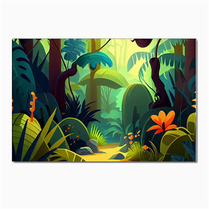 Jungle Rainforest Tropical Forest Jungle Scene Postcards 5  x 7  (Pkg of 10)