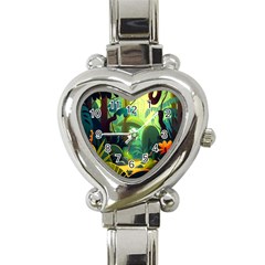 Jungle Rainforest Tropical Forest Jungle Scene Heart Italian Charm Watch