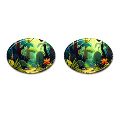 Jungle Rainforest Tropical Forest Jungle Scene Cufflinks (oval)