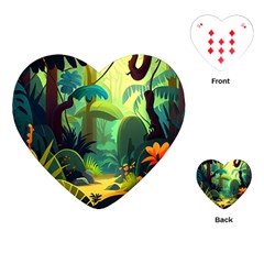 Jungle Rainforest Tropical Forest Jungle Scene Playing Cards Single Design (heart) by Jancukart