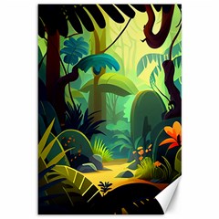 Jungle Rainforest Tropical Forest Jungle Scene Canvas 12  X 18 