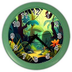 Jungle Rainforest Tropical Forest Jungle Scene Color Wall Clock