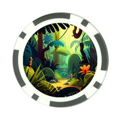 Jungle Rainforest Tropical Forest Jungle Scene Poker Chip Card Guard