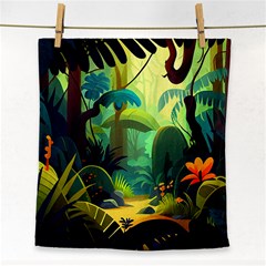 Jungle Rainforest Tropical Forest Jungle Scene Face Towel by Jancukart