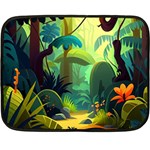 Jungle Rainforest Tropical Forest Jungle Scene One Side Fleece Blanket (Mini) 35 x27  Blanket