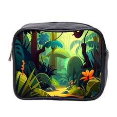 Jungle Rainforest Tropical Forest Jungle Scene Mini Toiletries Bag (two Sides)